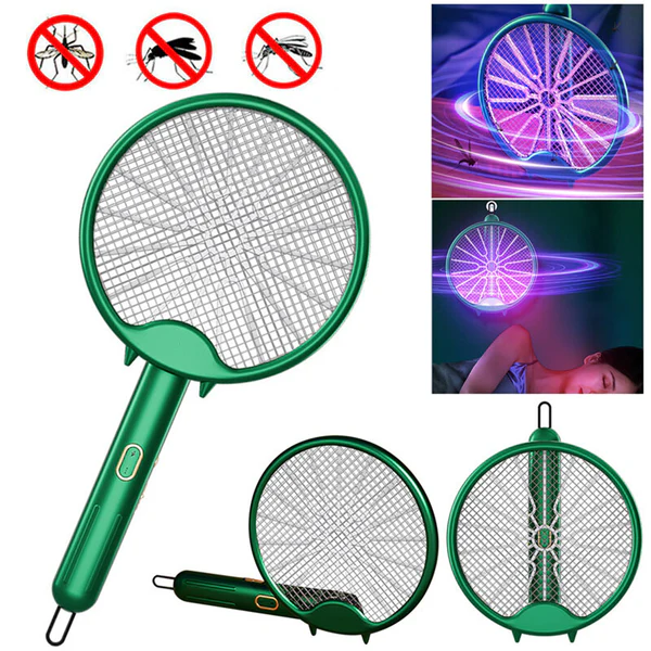 3-in-1 electric mosquito racket, aste by USB, foldable repellent lamp