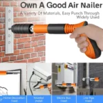 Concrete Nail Machine Kit with Free Nails,5 Speed Adjustable Manual Steel Nailer - Built in Air Nailer for Red Brick Walls,Concrete Walls
