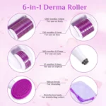 6 in 1 Micro Needle Derma Roller, 0.25/0.5/1 mm Derma Roller Set for Body and Face Care, for Anti-Wrinkle Stretch Marks, Acne
