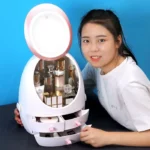 Oval Mirror Cosmetic Storage Organizer | LED Light Makeup Storage Box